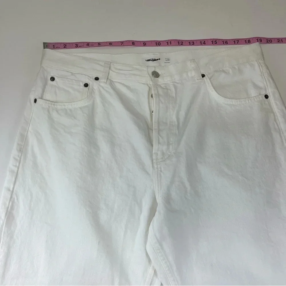 Topshop Dad Jeans Womens 34 US 12 White Button Fly Cotton Blend Denim